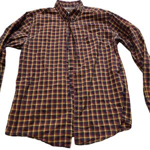 Rodd & Gunn Mens XL Plaid Button Down Shirt Woven in Italy Navy Red Yellow